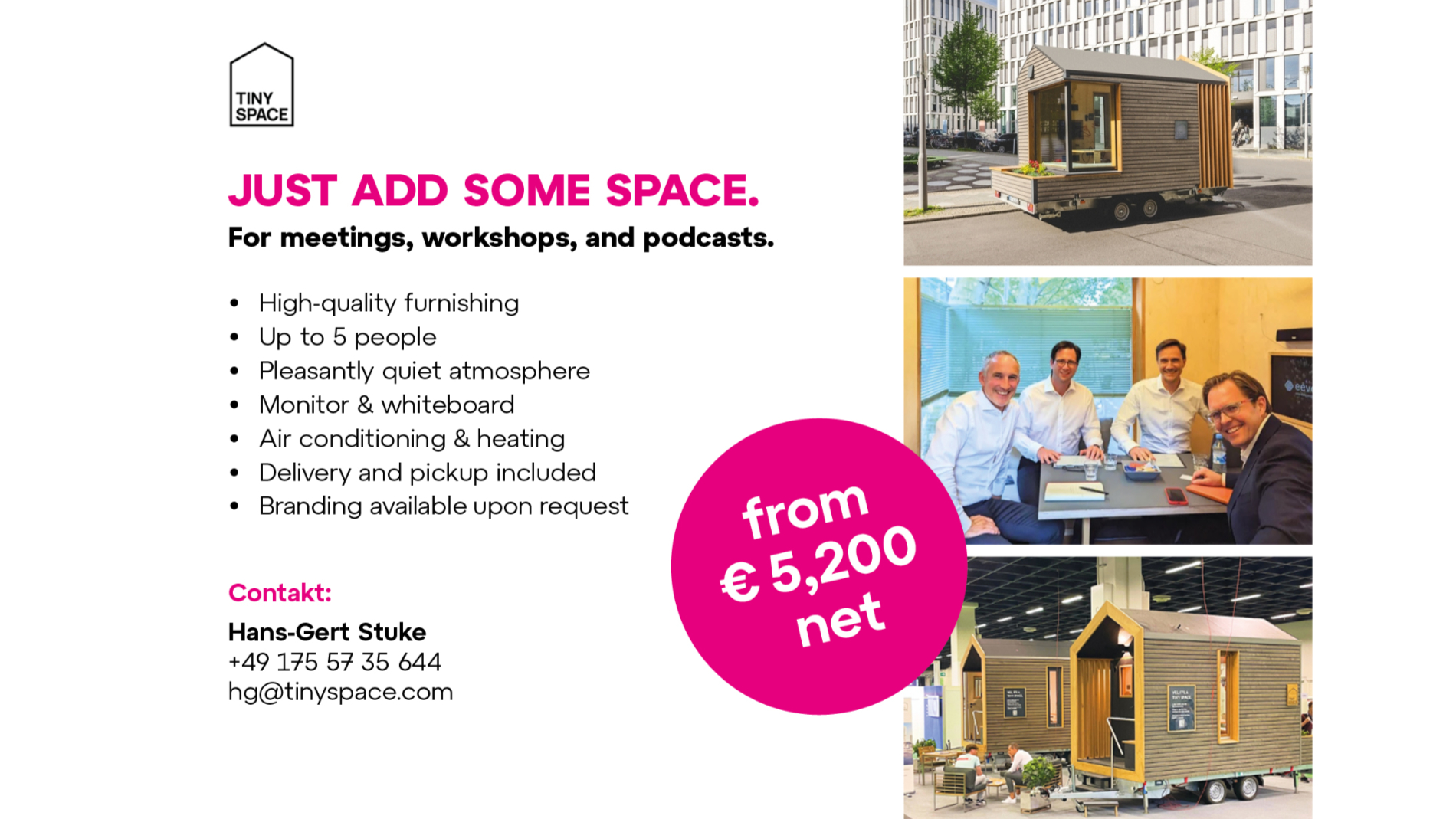 Tiny house meeting room at exhibition from €5,200 net