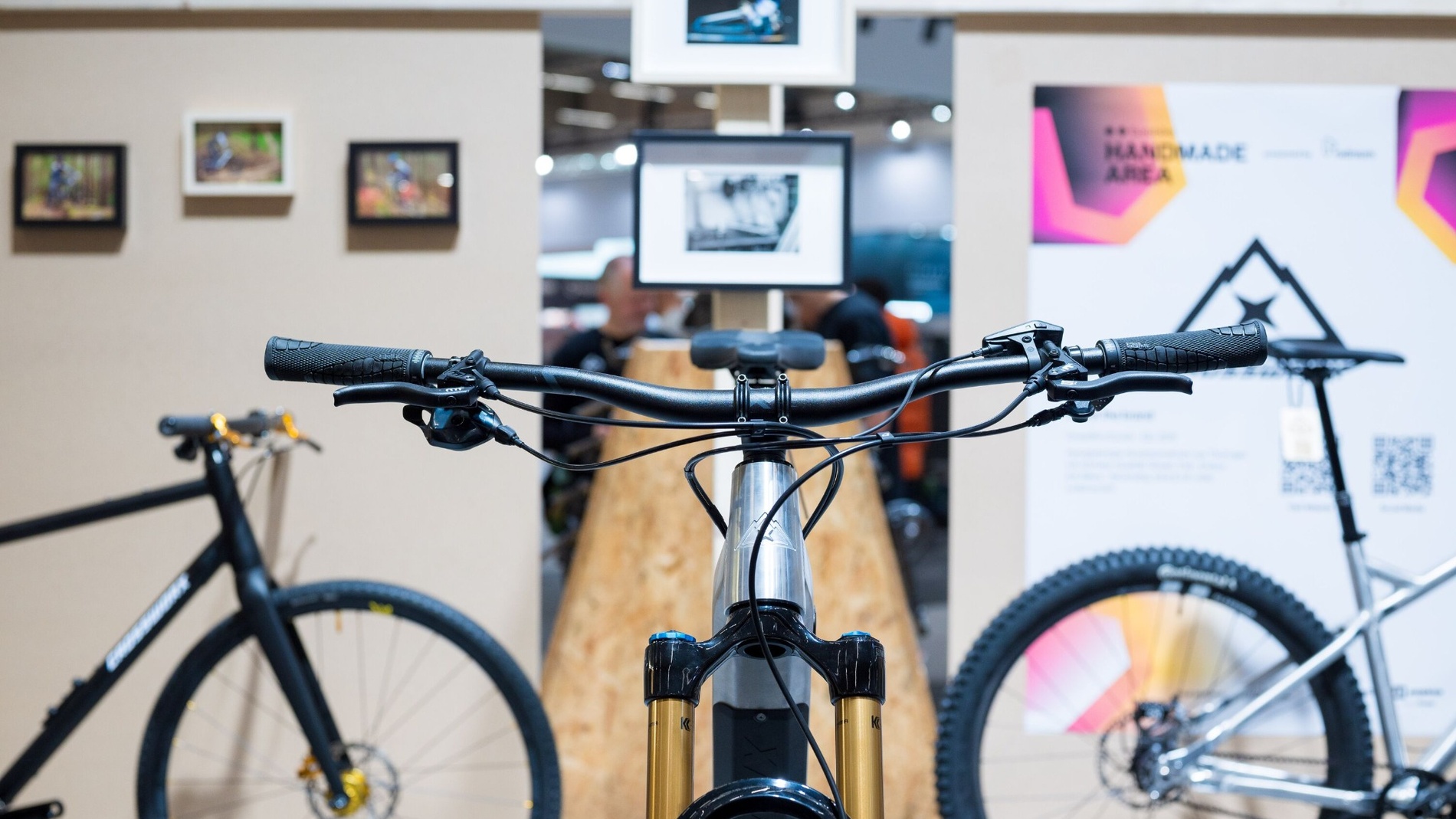 Detailed view of bicycle handlebars in the Handmade Area