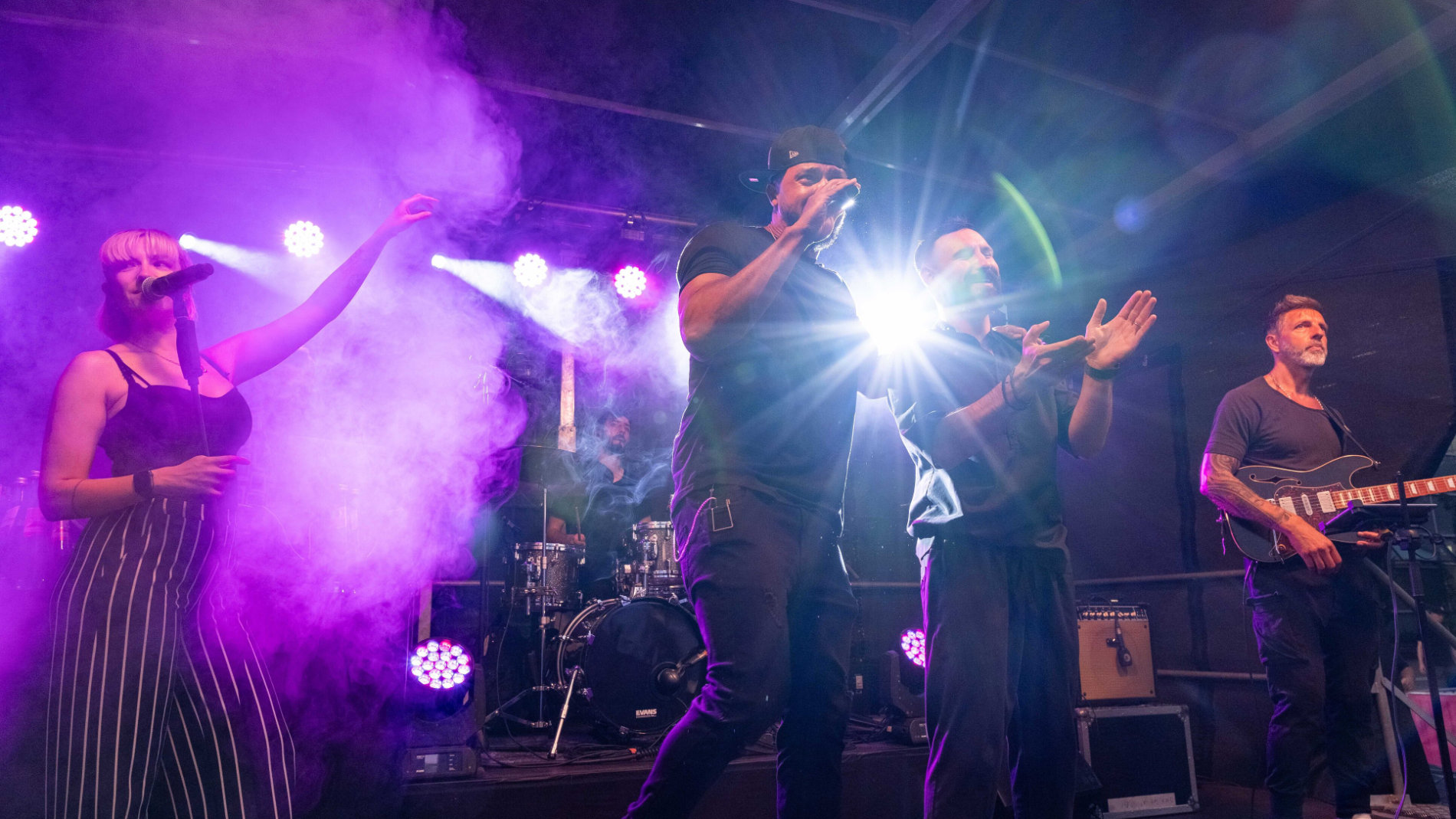 Live band at EUROBIKE party with light effects