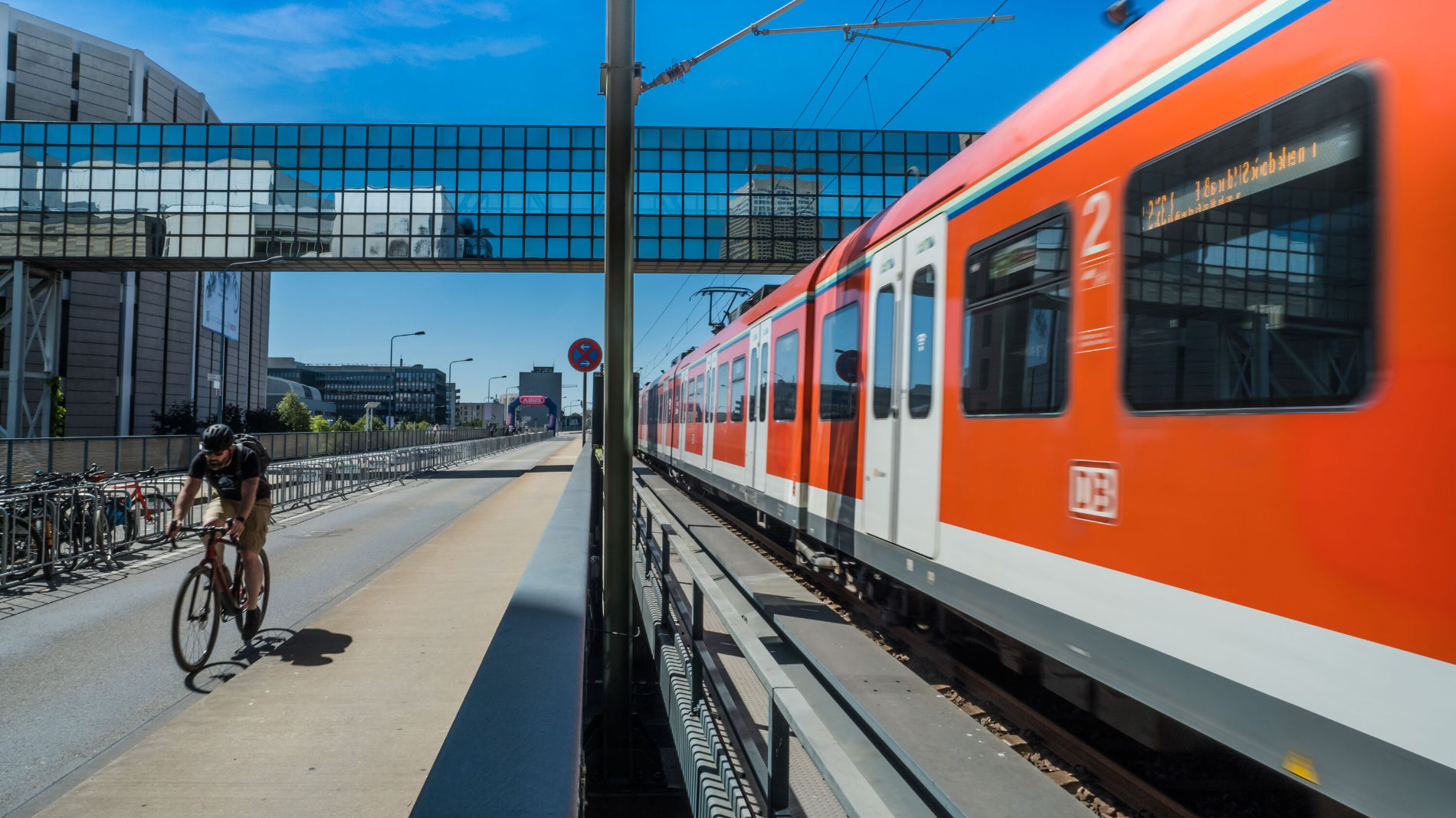 Regional train passing through station
